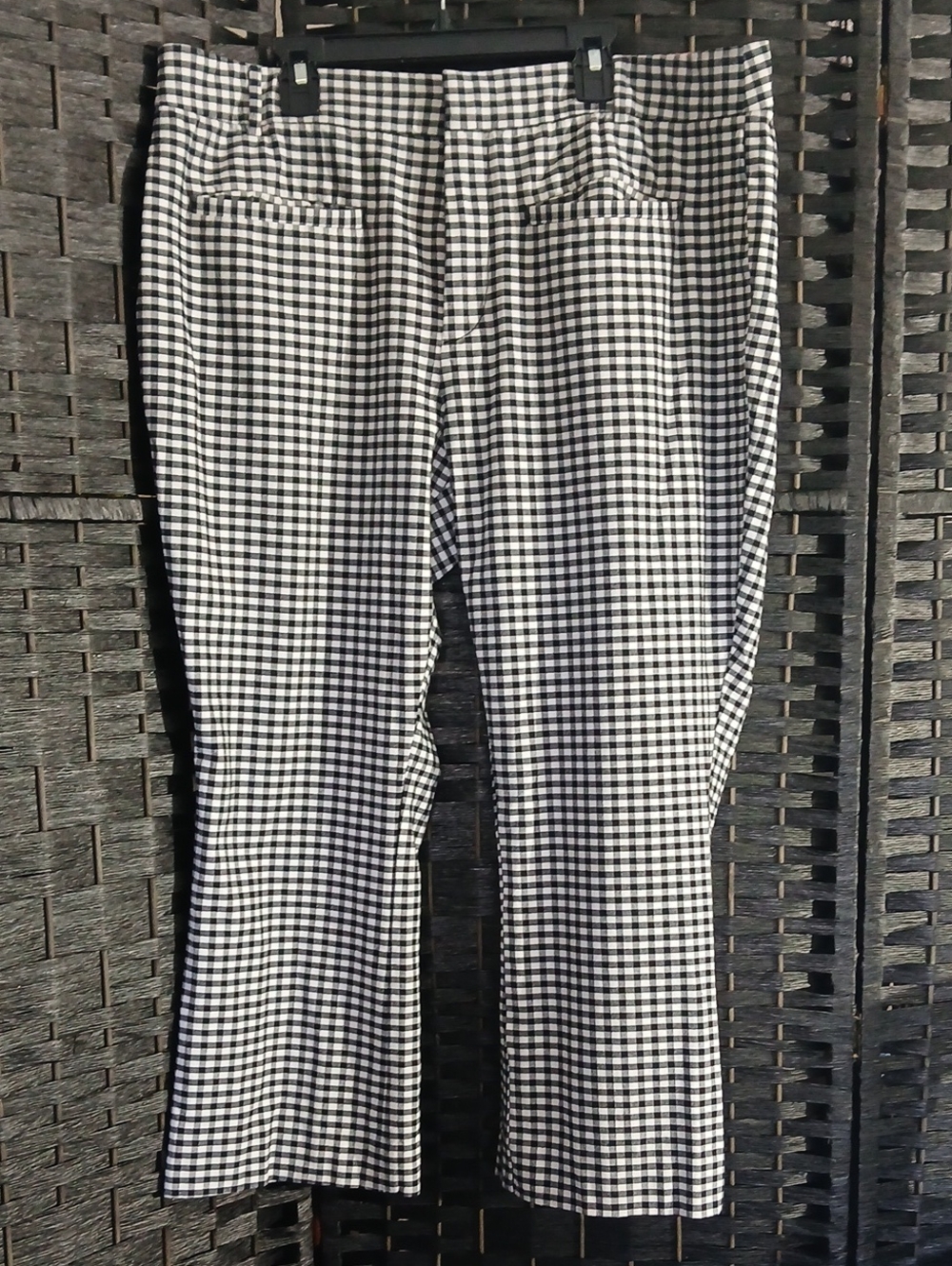 Anthropologie Black White Gingham Cropped Pants Womens SZ 16P